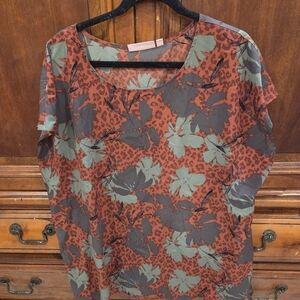 EVRI Red and Green Floral Women's Blouse